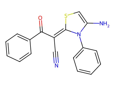 (2Z)-2-(4-amino-3-phenyl-1,3-thiazol-2(3H)-ylidene)-3-oxo-3-phenylpropanenitrile structure
