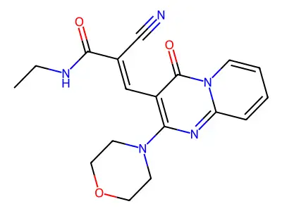 2-Cyano-N-ET-3-(2-(4-morpholinyl)4-oxo-4H-pyrido(1,2-A)pyrimidin-3-YL)acrylamide structure
