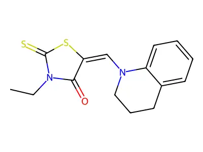 (5E)-5-(3,4-dihydroquinolin-1(2H)-ylmethylidene)-3-ethyl-2-thioxo-1,3-thiazolidin-4-one structure