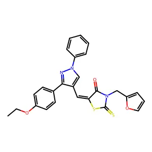 (5Z)-5-{[3-(4-ethoxyphenyl)-1-phenyl-1H-pyrazol-4-yl]methylidene}-3-(furan-2-ylmethyl)-2-thioxo-1,3-thiazolidin-4-one structure