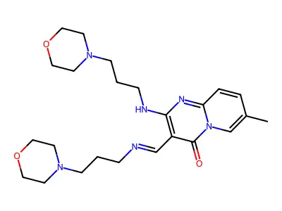7-methyl-2-{[3-(morpholin-4-yl)propyl]amino}-3-[(1E)-{[3-(morpholin-4-yl)propyl]imino}methyl]-4H-pyrido[1,2-a]pyrimidin-4-one structure