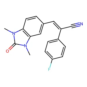 (E)-3-(1,3-dimethyl-2-oxobenzimidazol-5-yl)-2-(4-fluorophenyl)prop-2-enenitrile structure