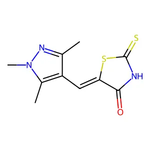 (5E)-2-sulfanylidene-5-[(1,3,5-trimethylpyrazol-4-yl)methylidene]-1,3-thiazolidin-4-one structure
