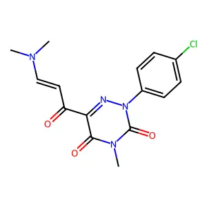 2-(4-chlorophenyl)-6-[3-(dimethylamino)acryloyl]-4-methyl-1,2,4-triazine-3,5(2H,4H)-dione structure