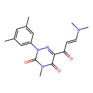 6-[3-(dimethylamino)acryloyl]-2-(3,5-dimethylphenyl)-4-methyl-1,2,4-triazine-3,5(2H,4H)-dione structure