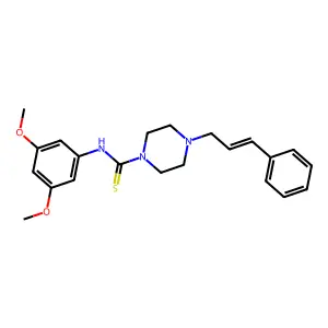 N-(3,5-dimethoxyphenyl)-4-[(E)-3-phenylprop-2-enyl]piperazine-1-carbothioamide structure