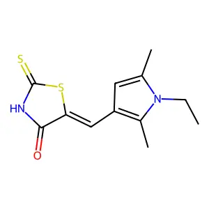 (5E)-5-[(1-ethyl-2,5-dimethyl-1H-pyrrol-3-yl)methylidene]-2-thioxo-1,3-thiazolidin-4-one structure