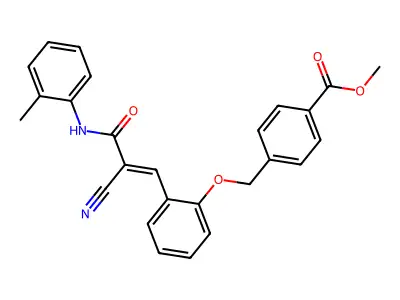 methyl 4-[(2-{2-cyano-2-[(2-methylphenyl)carbamoyl]eth-1-en-1-yl}phenoxy)methyl]benzoate structure