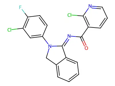 2-chloro-N-[2-(3-chloro-4-fluorophenyl)-3H-isoindol-1-ylidene]pyridine-3-carboxamide structure