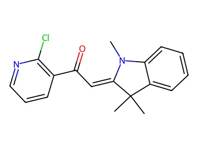 (2Z)-1-(2-chloropyridin-3-yl)-2-(1,3,3-trimethylindol-2-ylidene)ethanone structure