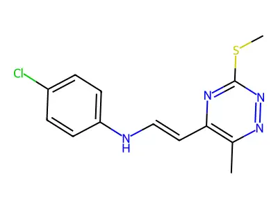 4-chloro-N-[2-(6-methyl-3-methylsulfanyl-1,2,4-triazin-5-yl)ethenyl]aniline structure