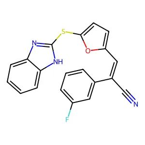 (2E)-3-[5-(1H-benzimidazol-2-ylsulfanyl)furan-2-yl]-2-(3-fluorophenyl)prop-2-enenitrile structure