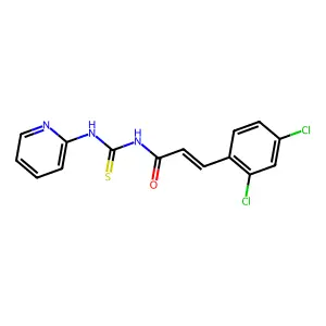 (E)-3-(2,4-dichlorophenyl)-N-(pyridin-2-ylcarbamothioyl)prop-2-enamide structure