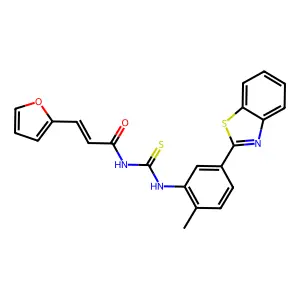 (2E)-N-{[5-(1,3-benzothiazol-2-yl)-2-methylphenyl]carbamothioyl}-3-(furan-2-yl)prop-2-enamide structure