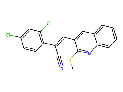 2-(2,4-Dichlorophenyl)-3-(2-methylsulfanylquinolin-3-yl)prop-2-enenitrile structure