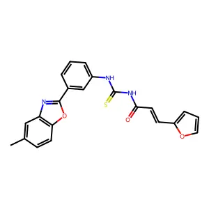 (E)-3-(furan-2-yl)-N-[[3-(5-methyl-1,3-benzoxazol-2-yl)phenyl]carbamothioyl]prop-2-enamide structure