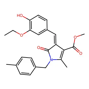(Z)-methyl 4-(3-ethoxy-4-hydroxybenzylidene)-2-methyl-1-(4-methylbenzyl)-5-oxo-4,5-dihydro-1H-pyrrole-3-carboxylate structure
