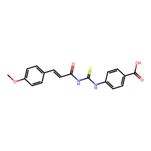 4-[({[3-(4-Methoxyphenyl)acryloyl]amino}carbonothioyl)amino]benzoic acid structure