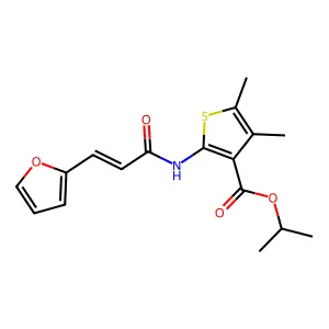Isopropyl 2-{[3-(2-furyl)acryloyl]amino}-4,5-dimethyl-3-thiophenecarboxylate structure