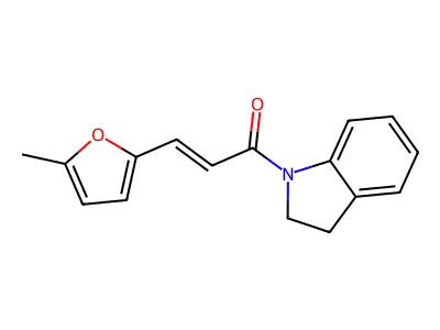 (E)-1-(2,3-dihydroindol-1-yl)-3-(5-methylfuran-2-yl)prop-2-en-1-one structure