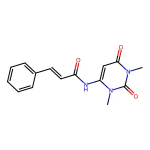 (E)-N-(1,3-dimethyl-2,6-dioxopyrimidin-4-yl)-3-phenylprop-2-enamide structure