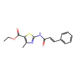 ethyl 2-((2E)-3-phenylprop-2-enoylamino)-4-methyl-1,3-thiazole-5-carboxylate structure