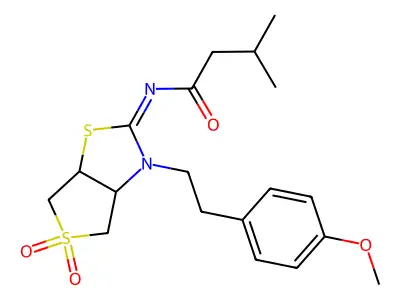 N-[(2Z)-3-[2-(4-methoxyphenyl)ethyl]-5,5-dioxidotetrahydrothieno[3,4-d][1,3]thiazol-2(3H)-ylidene]-3-methylbutanamide structure