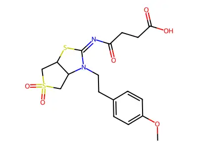4-{[(2Z)-3-[2-(4-methoxyphenyl)ethyl]-5,5-dioxidotetrahydrothieno[3,4-d][1,3]thiazol-2(3H)-ylidene]amino}-4-oxobutanoic acid structure