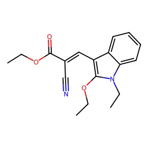 ethyl 2-cyano-3-(2-ethoxy-1-ethyl-1H-indol-3-yl)acrylate structure
