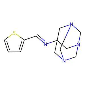 (E)-N-(thiophen-2-ylmethylene)-1,3,5-triazaadamantan-7-amine structure