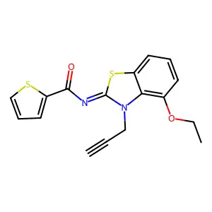 N-(4-ethoxy-3-prop-2-ynyl-1,3-benzothiazol-2-ylidene)thiophene-2-carboxamide structure