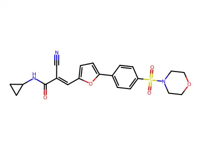 (E)-2-cyano-N-cyclopropyl-3-[5-(4-morpholin-4-ylsulfonylphenyl)furan-2-yl]prop-2-enamide structure