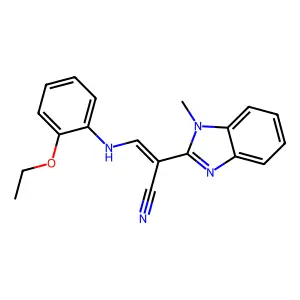 (E)-3-((2-ethoxyphenyl)amino)-2-(1-methyl-1H-benzo[d]imidazol-2-yl)acrylonitrile structure