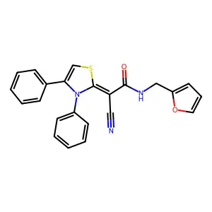 (Z)-2-cyano-2-(3,4-diphenylthiazol-2(3H)-ylidene)-N-(furan-2-ylmethyl)acetamide structure