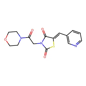 (5E)-3-(2-morpholin-4-yl-2-oxoethyl)-5-(pyridin-3-ylmethylidene)-1,3-thiazolidine-2,4-dione structure