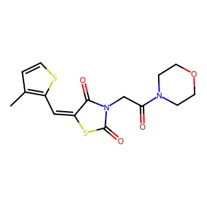 5-[(3-methyl-2-thienyl)methylene]-3-[2-(4-morpholinyl)-2-oxoethyl]-1,3-thiazolidine-2,4-dione structure