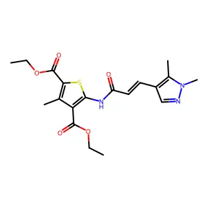 diethyl 5-{[3-(1,5-dimethyl-1H-pyrazol-4-yl)acryloyl]amino}-3-methyl-2,4-thiophenedicarboxylate structure
