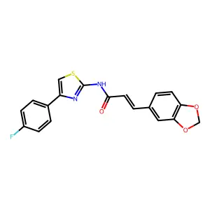 3-(1,3-benzodioxol-5-yl)-N-[4-(4-fluorophenyl)-1,3-thiazol-2-yl]acrylamide structure