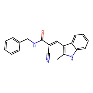 (2E)-N-benzyl-2-cyano-3-(2-methyl-1H-indol-3-yl)acrylamide structure