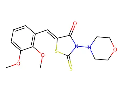 (Z)-5-(2,3-dimethoxybenzylidene)-3-morpholino-2-thioxothiazolidin-4-one structure