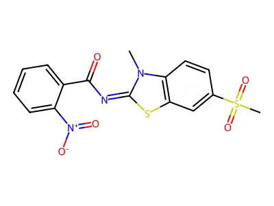 (Z)-N-(3-methyl-6-(methylsulfonyl)benzo[d]thiazol-2(3H)-ylidene)-2-nitrobenzamide structure