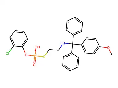 S-(N-Monomethoxytritylaminoethyl)-O-(2-chlorophenyl)phosphorothioate structure