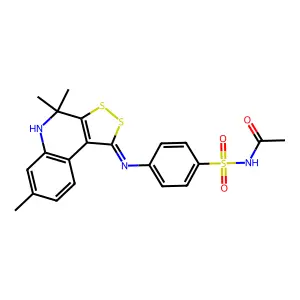 N-[4-[(4,4,7-trimethyl-5H-dithiolo[3,4-c]quinolin-1-ylidene)amino]phenyl]sulfonylacetamide structure