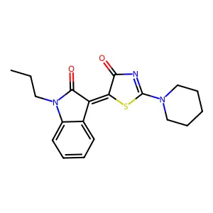 (3Z)-1,3-Dihydro-3-[4-oxo-2-(1-piperidinyl)-5(4H)-thiazolylidene]-1-propyl-2H-indol-2-one structure