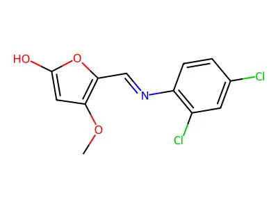 5-[(2,4-dichloroanilino)methylene]-4-methoxy-2(5H)-furanone structure
