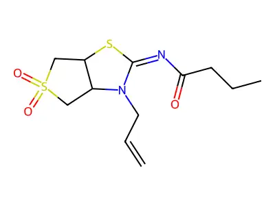 (Z)-N-(3-allyl-5,5-dioxidotetrahydrothieno[3,4-d]thiazol-2(3H)-ylidene)butyramide structure
