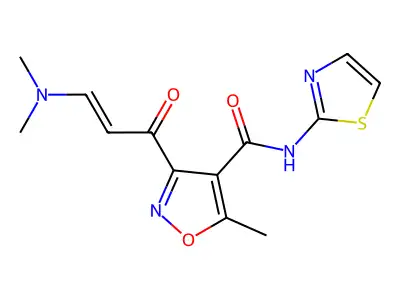 3-[3-(dimethylamino)acryloyl]-5-methyl-N-(1,3-thiazol-2-yl)-4-isoxazolecarboxamide structure