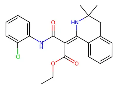 (E)-ethyl 3-((2-chlorophenyl)amino)-2-(3,3-dimethyl-3,4-dihydroisoquinolin-1(2H)-ylidene)-3-oxopropanoate structure