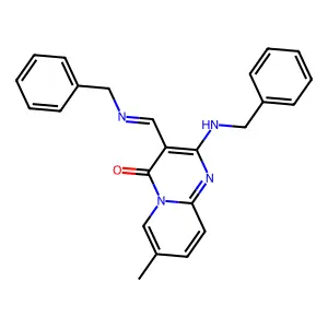 (E)-2-(benzylamino)-3-((benzylimino)methyl)-7-methyl-4H-pyrido[1,2-a]pyrimidin-4-one structure