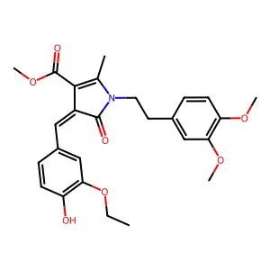 methyl (4Z)-1-[2-(3,4-dimethoxyphenyl)ethyl]-4-(3-ethoxy-4-hydroxybenzylidene)-2-methyl-5-oxo-4,5-dihydro-1H-pyrrole-3-carboxylate structure